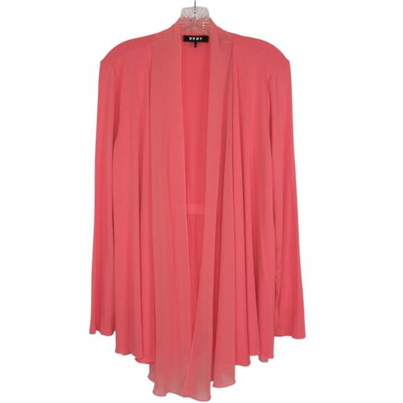 DKNY Jersey Knit Chiffon Open Front Cardigan Womens Size XS/S - Picture 4 of 11